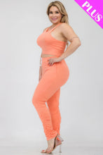 Load image into Gallery viewer, Plus Size Crop Tank Top &amp; Ruched Pants Set