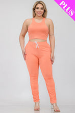 Load image into Gallery viewer, Plus Size Crop Tank Top &amp; Ruched Pants Set