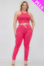 Load image into Gallery viewer, Plus Size Crop Tank Top &amp; Ruched Pants Set