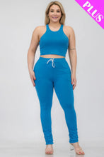 Load image into Gallery viewer, Plus Size Crop Tank Top &amp; Ruched Pants Set