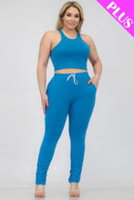 Load image into Gallery viewer, Plus Size Crop Tank Top &amp; Ruched Pants Set