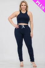 Load image into Gallery viewer, Plus Size Crop Tank Top &amp; Ruched Pants Set