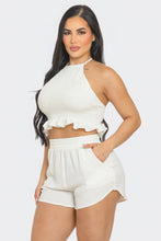 Load image into Gallery viewer, Front Smocking Detail Halter Top And Shorts Set