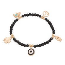 Load image into Gallery viewer, Evil Eye Clover Charm Beaded Bracelet