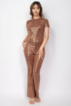 Load image into Gallery viewer, Sequined Fit &amp; Flare Midrise Pants