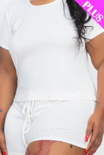 Load image into Gallery viewer, Plus Size Ribbed Short Sleeve Top&amp;shorts Set