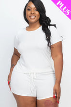 Load image into Gallery viewer, Plus Size Ribbed Short Sleeve Top&amp;shorts Set