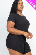 Load image into Gallery viewer, Plus Size Ribbed Short Sleeve Top&amp;shorts Set