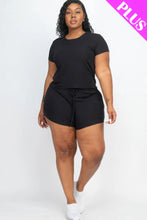 Load image into Gallery viewer, Plus Size Ribbed Short Sleeve Top&amp;shorts Set