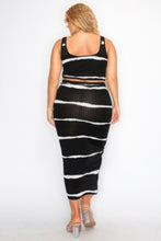 Load image into Gallery viewer, Plus sleeveless tie dye stripe 2 piece skirt set