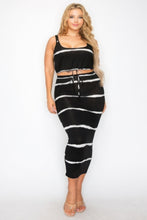 Load image into Gallery viewer, Plus sleeveless tie dye stripe 2 piece skirt set