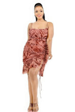 Load image into Gallery viewer, Plus wild animal print cami strap ruffle hem dress