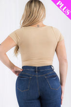 Load image into Gallery viewer, Plus Size Casual Split Neck Solid Short Sleeve Bodysuit