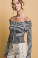 Load image into Gallery viewer, Ribbed bardot zip up long sleeve