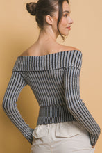 Load image into Gallery viewer, Ribbed bardot zip up long sleeve