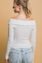 Load image into Gallery viewer, Ribbed bardot zip up long sleeve