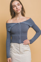 Load image into Gallery viewer, Ribbed bardot zip up long sleeve