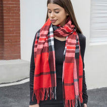 Load image into Gallery viewer, Plaid blanket scarf with tassel