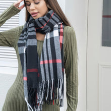 Load image into Gallery viewer, Plaid blanket scarf with tassel