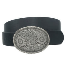 Load image into Gallery viewer, Flower Embossed Oval Buckle Vintage Strap Belt