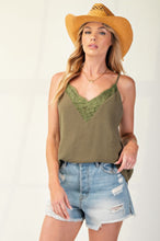 Load image into Gallery viewer, Laced textured poly woven camisole