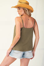 Load image into Gallery viewer, Laced textured poly woven camisole