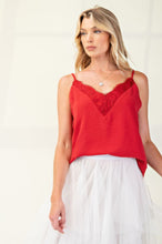 Load image into Gallery viewer, Laced textured poly woven camisole