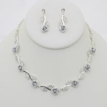 Load image into Gallery viewer, Rhinestone Rose Necklace Earring Set