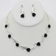 Load image into Gallery viewer, Rhinestone Rose Necklace Earring Set