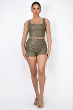 Load image into Gallery viewer, Faux Leather Cargo Mini Shorts