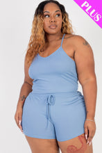 Load image into Gallery viewer, Plus Size Ribbed Crop Cami Top &amp; Shorts Set