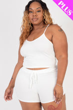 Load image into Gallery viewer, Plus Size Ribbed Crop Cami Top &amp; Shorts Set