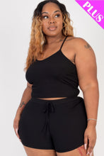 Load image into Gallery viewer, Plus Size Ribbed Crop Cami Top &amp; Shorts Set