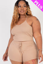 Load image into Gallery viewer, Plus Size Ribbed Crop Cami Top &amp; Shorts Set