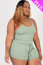 Load image into Gallery viewer, Plus Size Ribbed Crop Cami Top &amp; Shorts Set