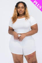 Load image into Gallery viewer, Plus Size Short Sleeve Crop Top &amp; Shorts Set