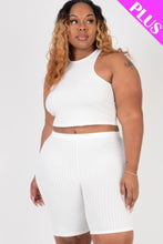 Load image into Gallery viewer, Plus Size Ribbed Cropped Tank Top And Biker Shorts Set