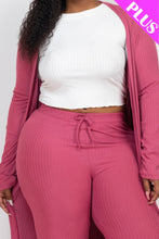 Load image into Gallery viewer, Plus Size Ribbed Long Cardigan &amp; Leggings Set