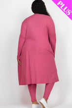 Load image into Gallery viewer, Plus Size Ribbed Long Cardigan &amp; Leggings Set