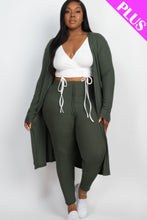 Load image into Gallery viewer, Plus Size Ribbed Long Cardigan &amp; Leggings Set