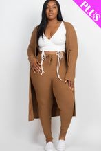 Load image into Gallery viewer, Plus Size Ribbed Long Cardigan &amp; Leggings Set