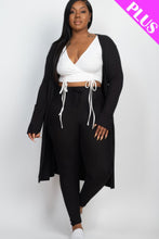 Load image into Gallery viewer, Plus Size Ribbed Long Cardigan &amp; Leggings Set