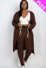 Load image into Gallery viewer, Plus Size Ribbed Long Cardigan &amp; Leggings Set