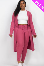 Load image into Gallery viewer, Plus Size Ribbed Long Cardigan &amp; Leggings Set