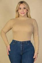 Load image into Gallery viewer, Plus Ribbed Turtle Neck Long Sleeve Bodysuit