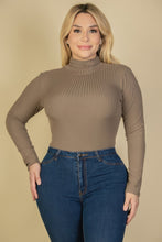 Load image into Gallery viewer, Plus Ribbed Turtle Neck Long Sleeve Bodysuit