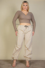 Load image into Gallery viewer, Plus Size Ribbed Wrap Front Long Sleeve Top