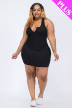 Load image into Gallery viewer, Plus Size Ribbed Split Neck Tank Mini Dress