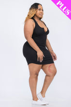 Load image into Gallery viewer, Plus Size Ribbed Split Neck Tank Mini Dress