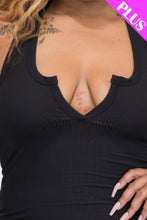 Load image into Gallery viewer, Plus Size Ribbed Split Neck Tank Mini Dress